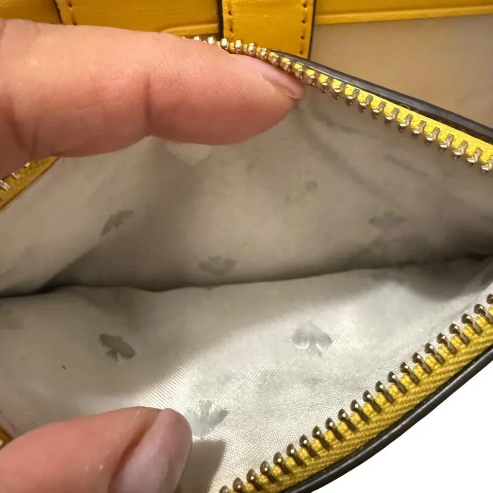 Kate Spade Mustard Yellow Leather Bi Fold Zippered Coin Wallet - Picture 4 of 6